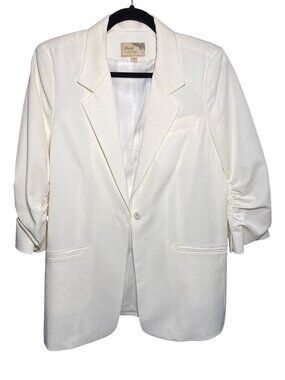 NWOT Elizabeth And James Ruched 3/4 Sleeve Blazer Jacket Off-White Size 8